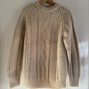 Vintage Standun Cream Fisherman Cableknit Pullover Size L